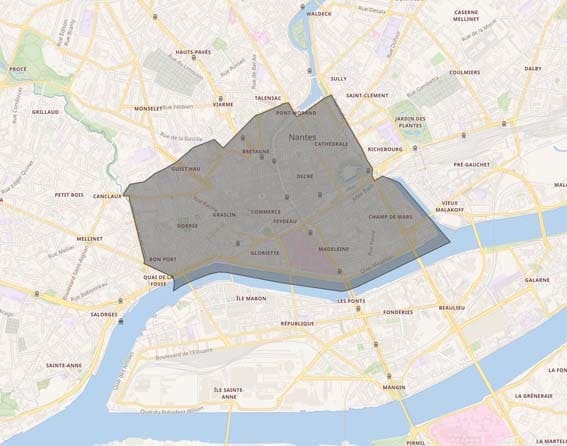 Carte du centre ville programme immobilier neuf à Nantes